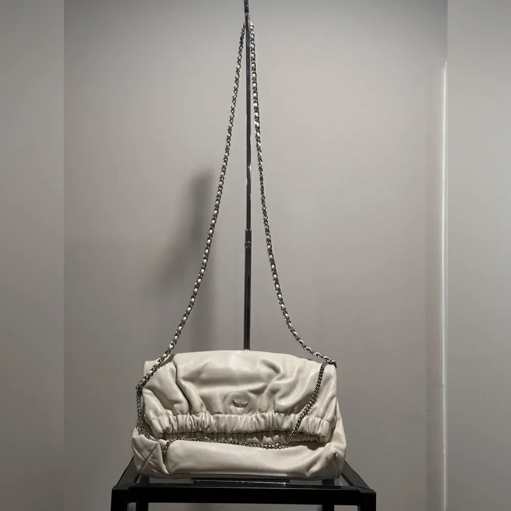 ZADIG & VOLTAIRE Women’s Rockyssime Bag in Ivory Cream Leather - Picture 7 of 16